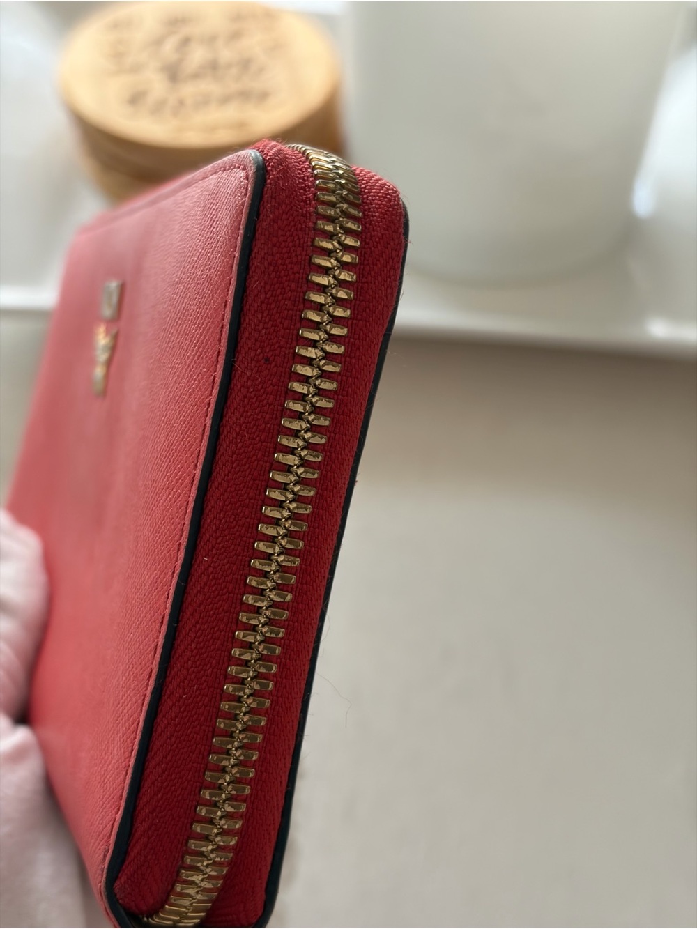 MCM Red Saffiano Zip-Around Continental Wallet - Picture 5 of 16